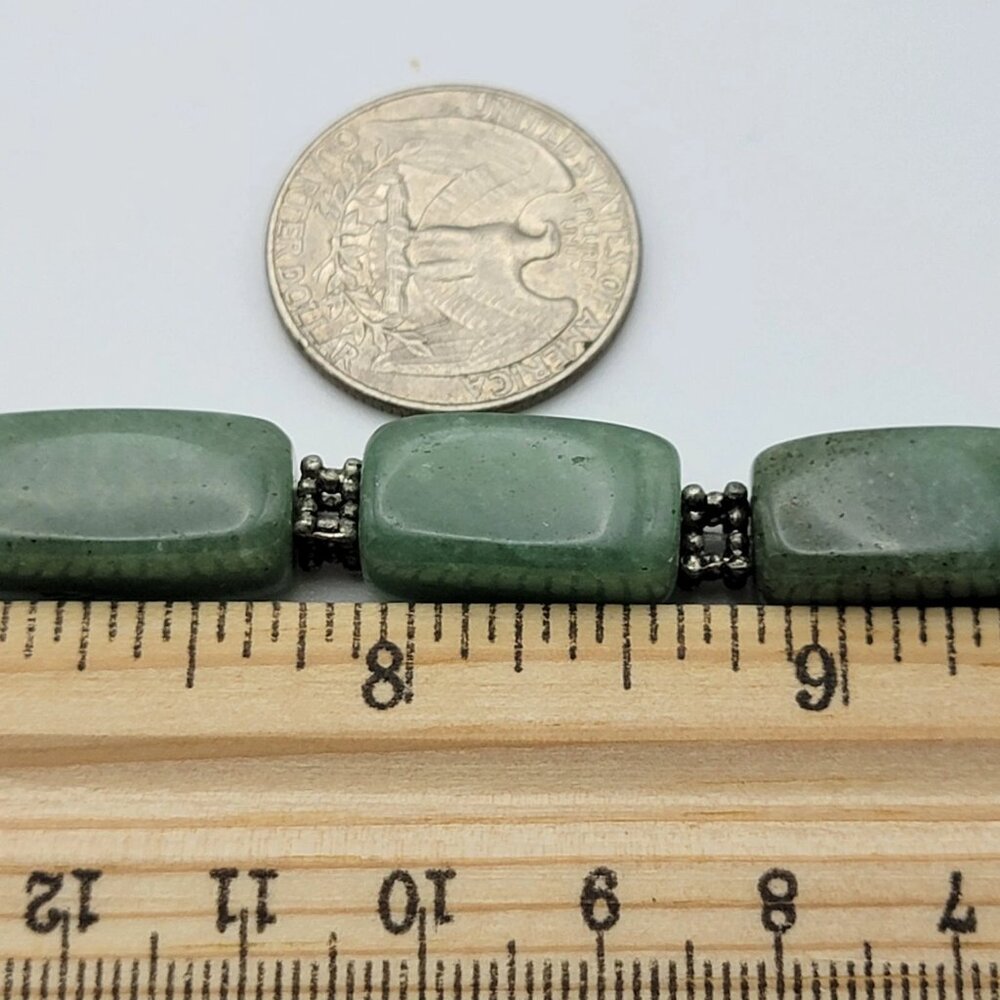 Green Nephrite Jade Chunky Bead Necklace 17" Silver-Tone Lobster Clasp - Picture 8 of 8